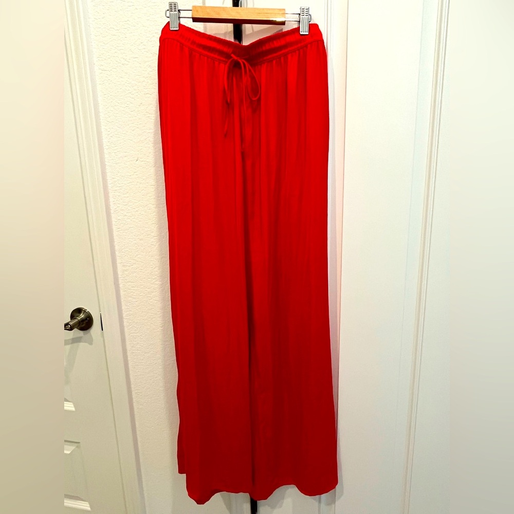 Primark NWOT Cherry Red Wide Leg Silky like Pants